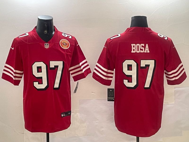 Men San Francisco 49ers #97 Bosa Red Throwback Second generation 2024 Nike Limited NFL Jersey style 6